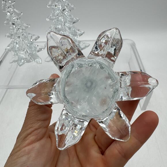 Set of 3 VTG Lead Crystal Christmas Trees 1970’s Heavy Art Glass Clear - Picture 6 of 11